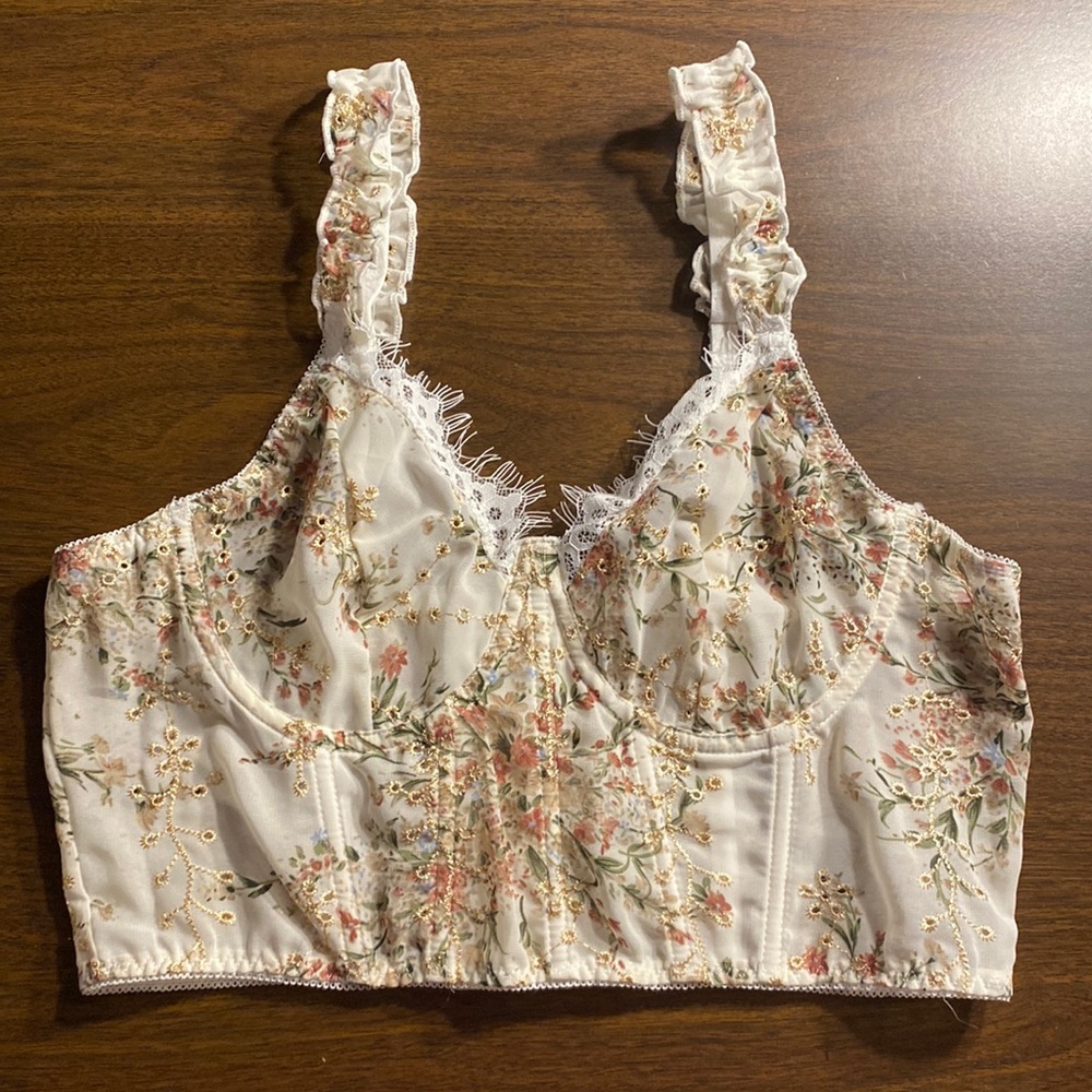 Floral lace bustier
